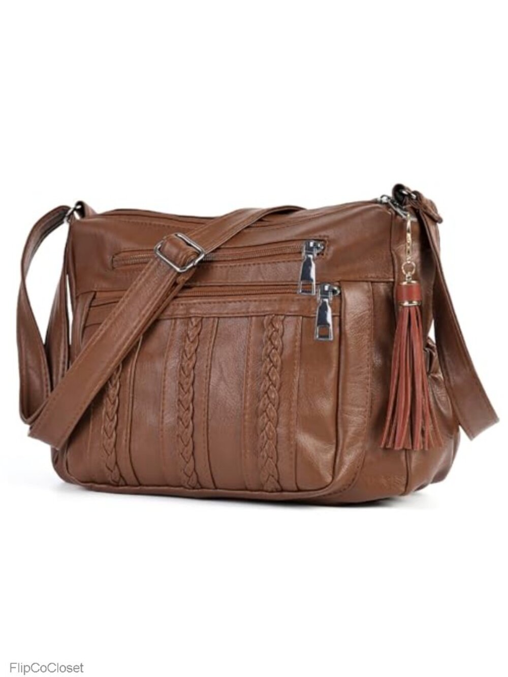 PU Leather Crossbody Purse Multi Pocket Shoulder Bag Lightweight